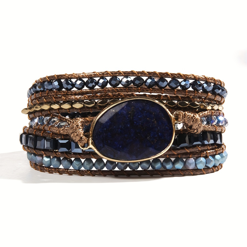 Bohemian Style Stone Beaded Bracelet Adjustable Wrap